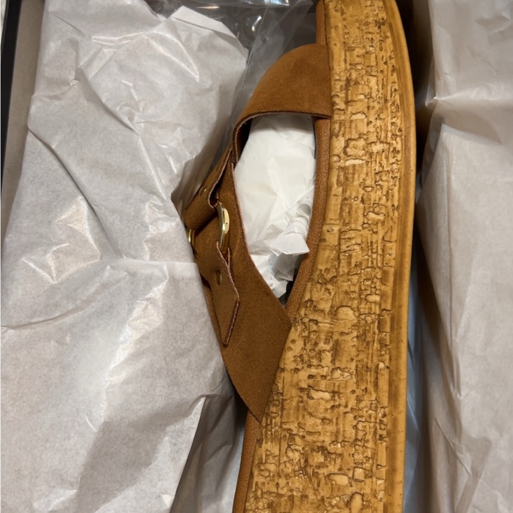 Brown leather and Cork Platform Sandals